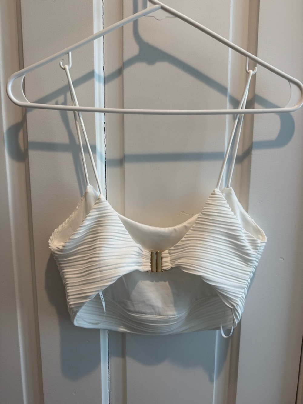White Ribbed Crop Tank Top - Picture 3 of 5